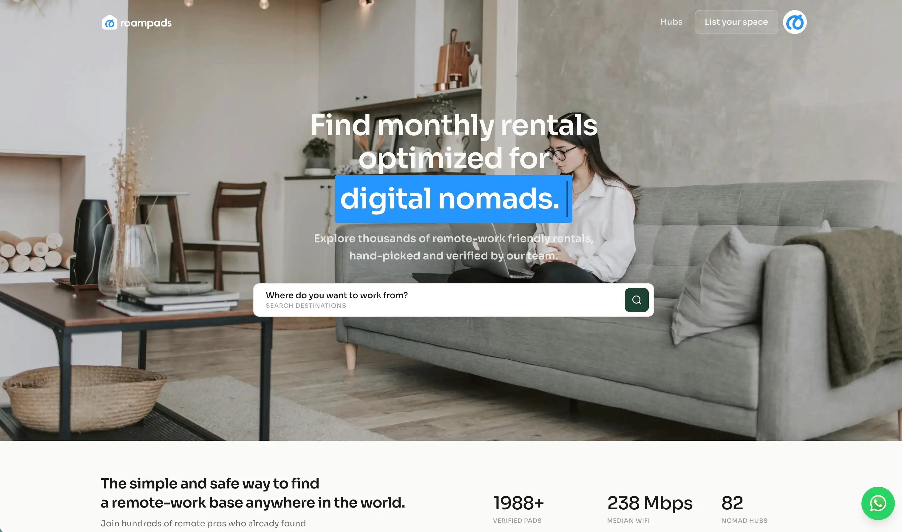 La plateforme Roampads — page d'accueil
